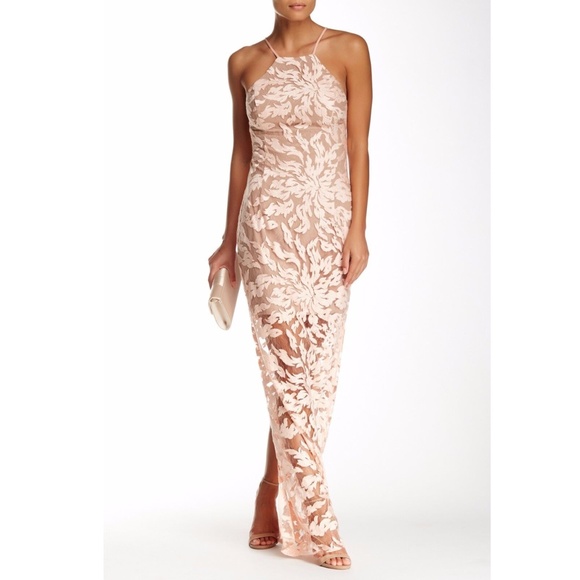 NEW! $418 ABS by Allen Schwartz Embroidered Lace Gown Apricot [SZ Small ]‎ - Picture 7 of 7